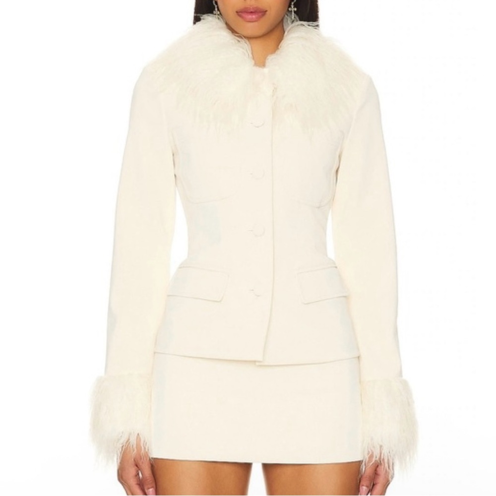 LOBA Anabella Faux Leather Jacket in Off White